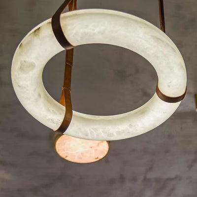 Lixor Alabaster Chandeliers  Ring Leather Strap  Version A