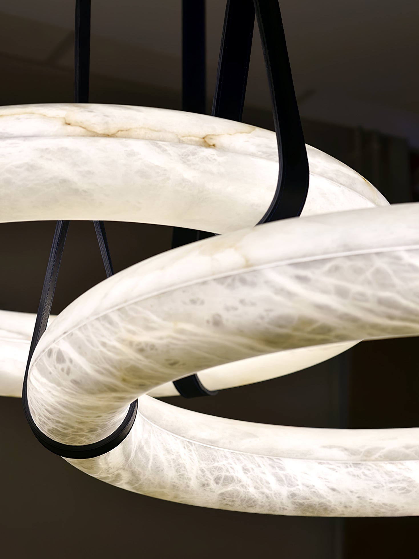 Lixor Alabaster Chandeliers  Ring Leather Strap  Version A