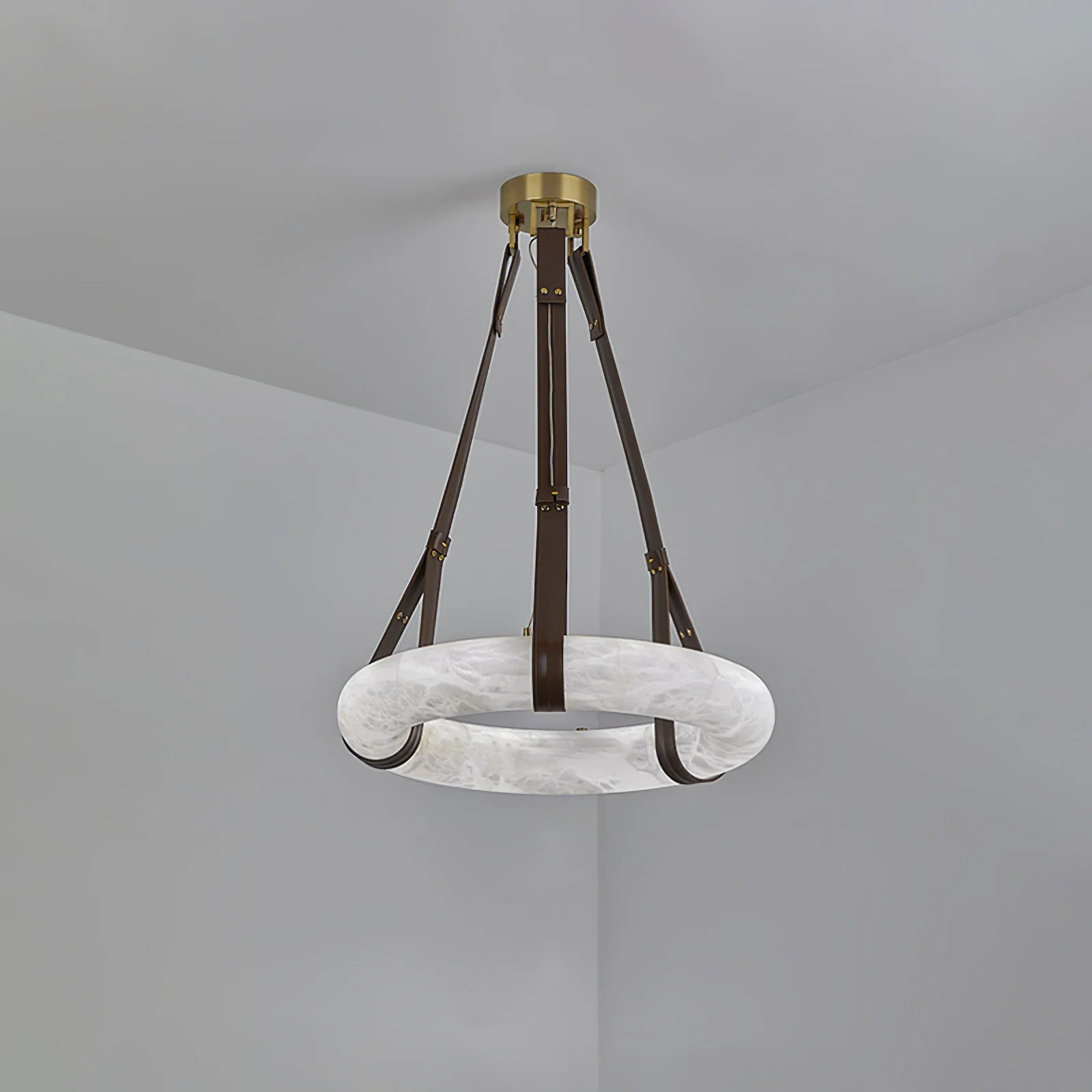Lixor Alabaster Chandeliers  Ring Leather Strap  Version A