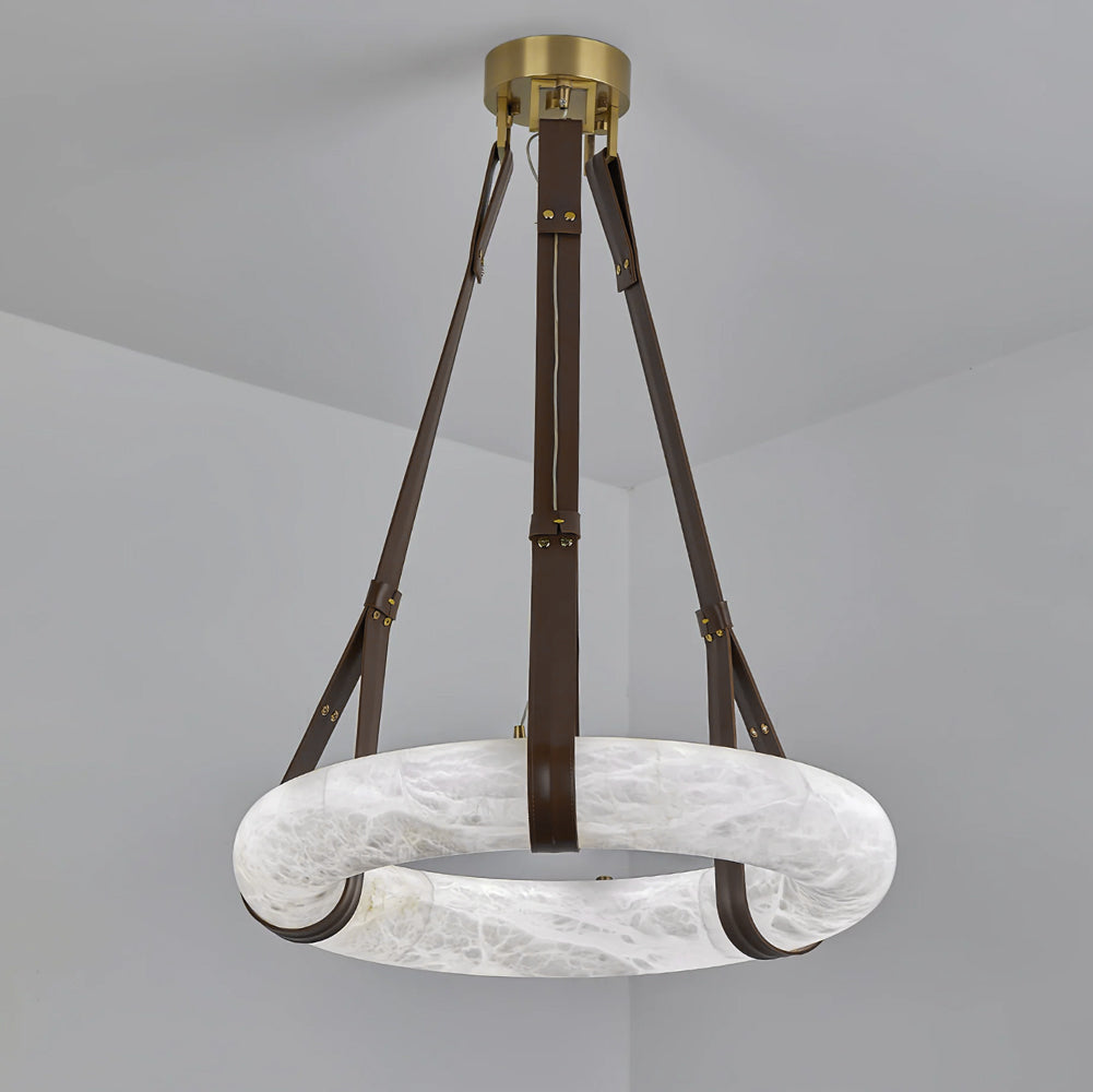 Lixor Alabaster Chandeliers  Ring Leather Strap  Version A