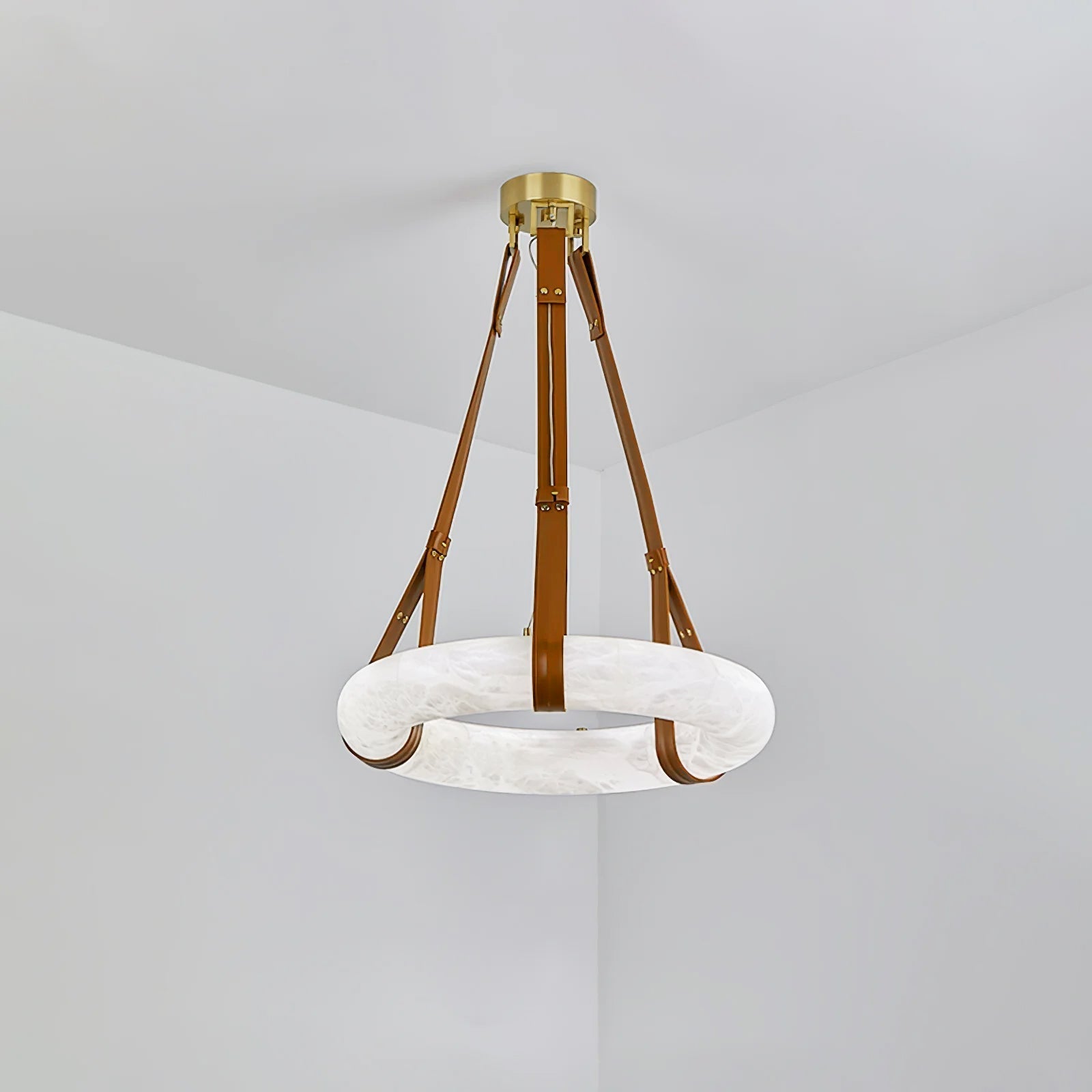 Lixor Alabaster Chandeliers  Ring Leather Strap  Version A