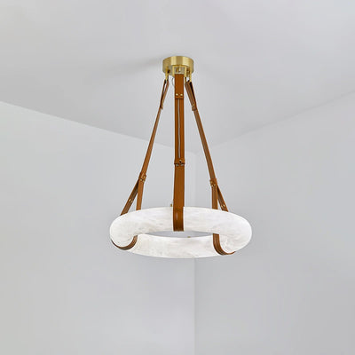 Lixor Alabaster Chandeliers  Ring Leather Strap  Version A