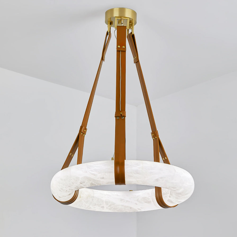 Lixor Alabaster Chandeliers  Ring Leather Strap  Version A
