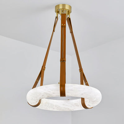 Lixor Alabaster Chandeliers  Ring Leather Strap  Version A
