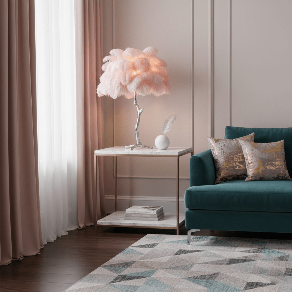 Ostrich Feather Table Lamp