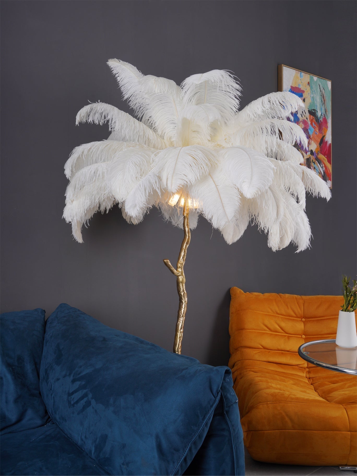 Selis Feather Brass Floor Lamp