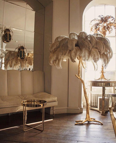 Selis Feather Brass Floor Lamp