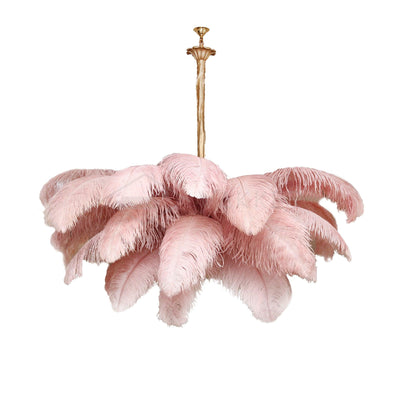 Auralira Chandelier Ostrich Feather Large Brass Stem