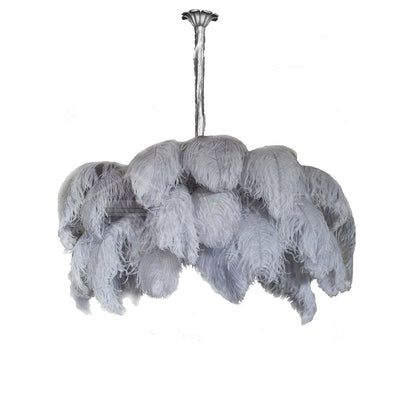 Auralira Chandelier Ostrich Feather Large Brass Stem