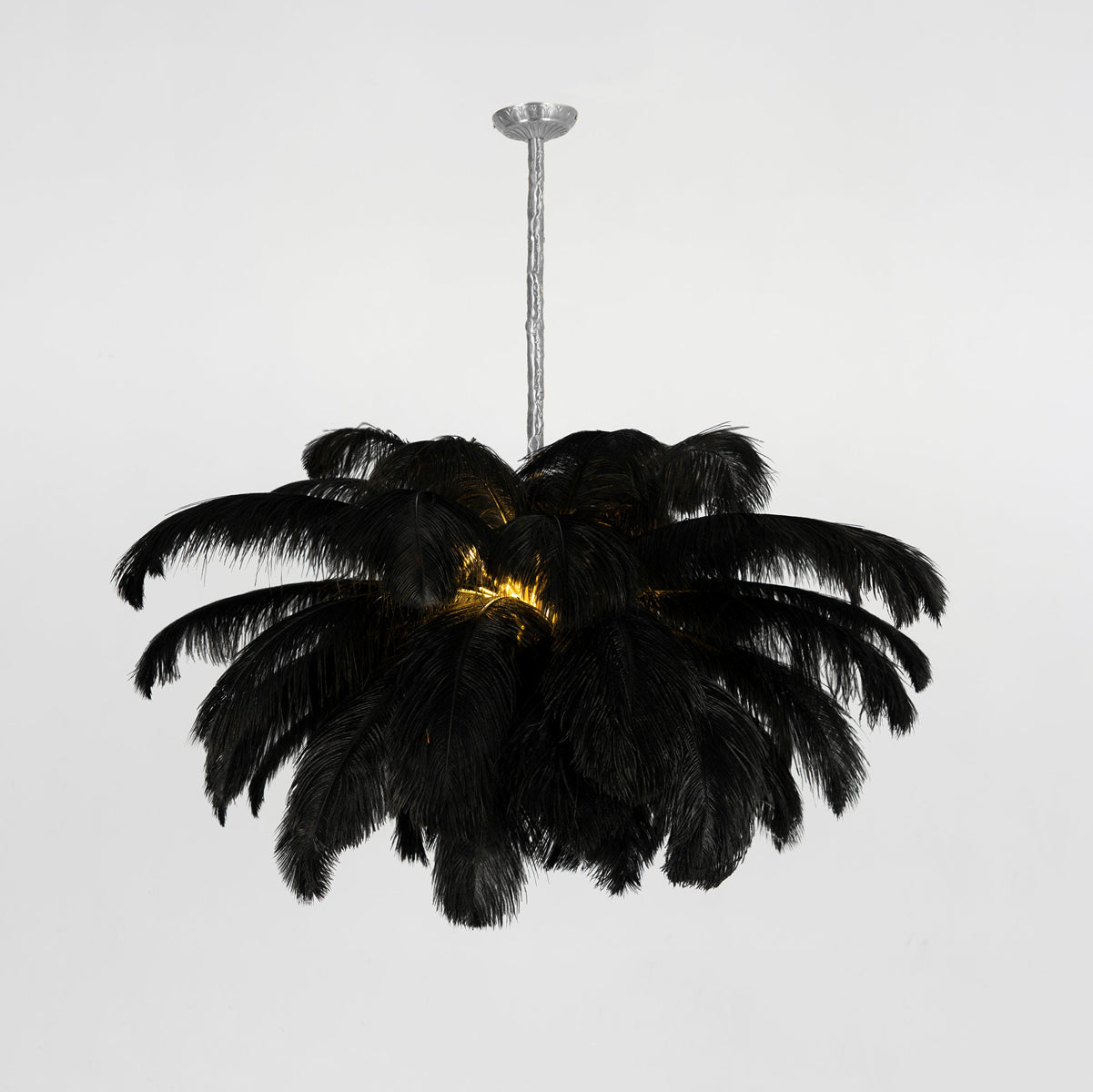 Auralira Chandelier Ostrich Feather Large Brass Stem