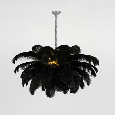 Auralira Chandelier Ostrich Feather Large Brass Stem