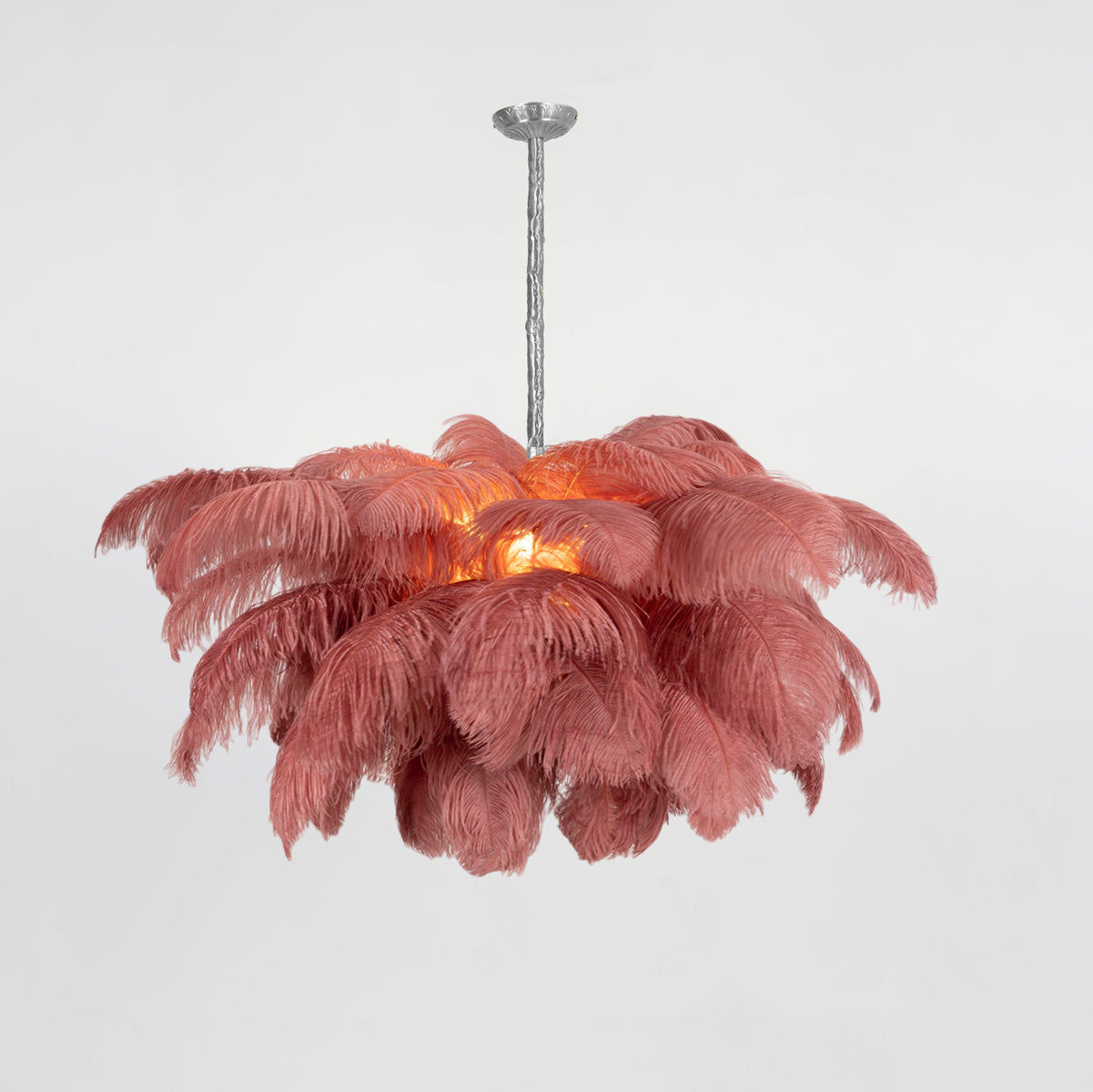 Auralira Chandelier Ostrich Feather Large Brass Stem