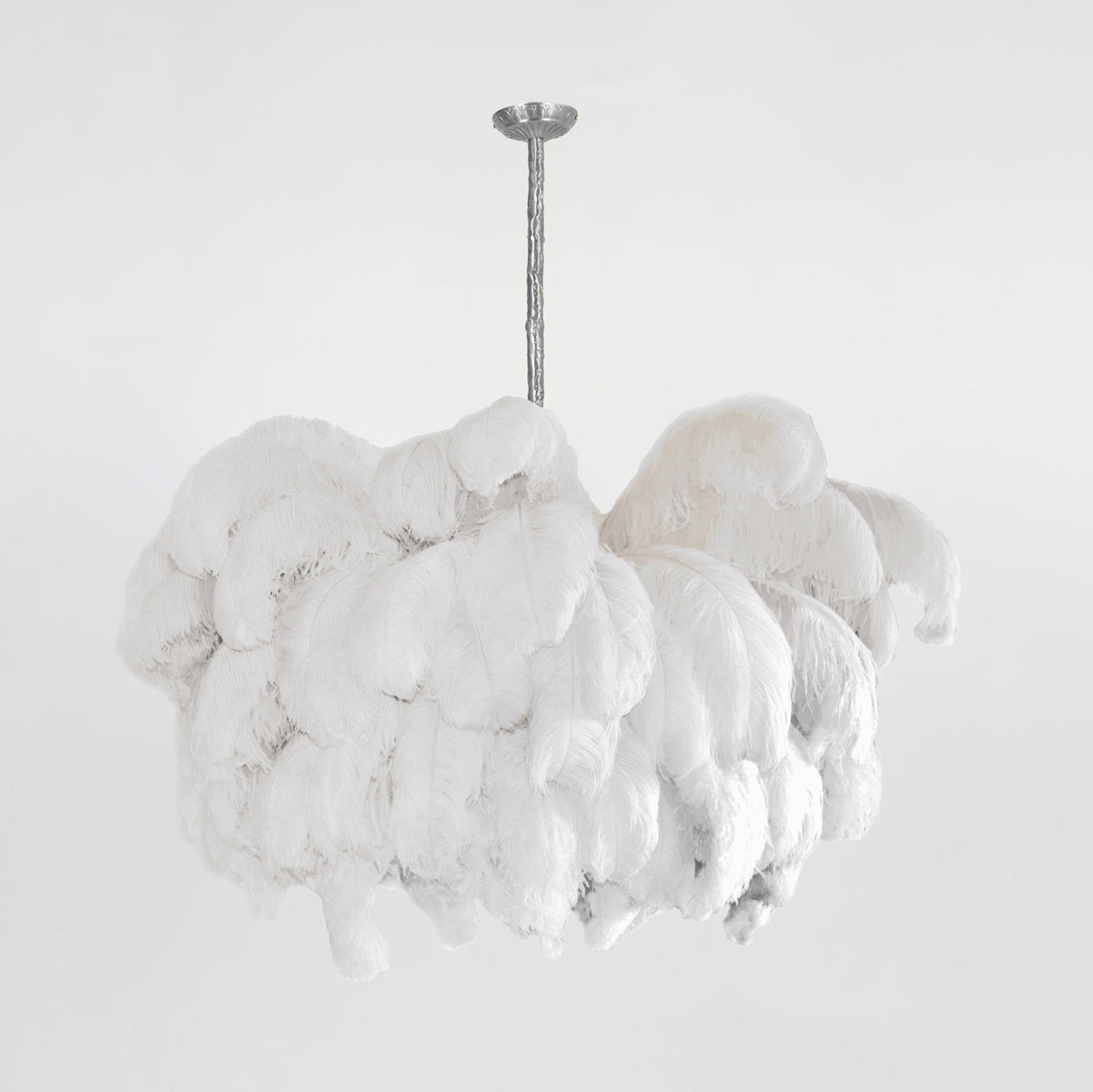 Auralira Chandelier Ostrich Feather Large Brass Stem