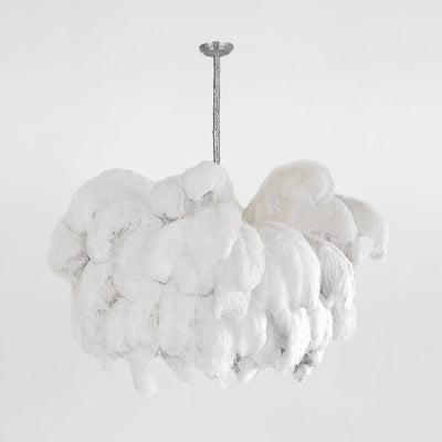 Auralira Chandelier Ostrich Feather Large Brass Stem