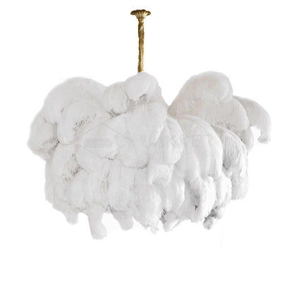 Auralira Chandelier Ostrich Feather Large Brass Stem