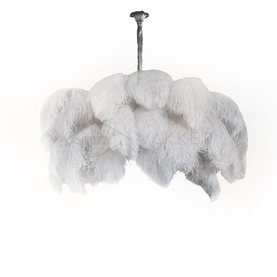 Auralira Chandelier Ostrich Feather Large Brass Stem