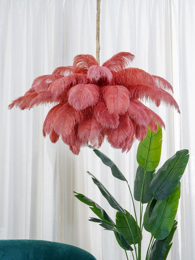 Auralira Chandelier Ostrich Feather Large Brass Stem