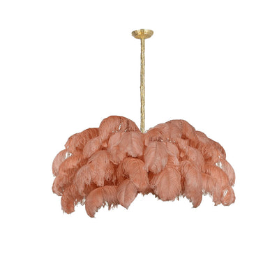 Auralira Chandelier Ostrich Feather Large Brass Stem