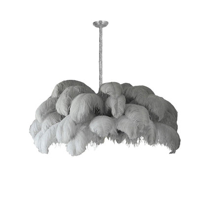 Auralira Chandelier Ostrich Feather Large Brass Stem