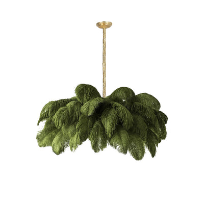 Auralira Chandelier Ostrich Feather Large Brass Stem