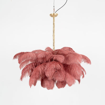 Auralira Chandelier Ostrich Feather Large Brass Stem