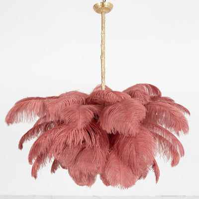 Auralira Chandelier Ostrich Feather Large Brass Stem