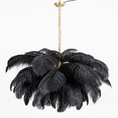 Auralira Chandelier Ostrich Feather Large Brass Stem