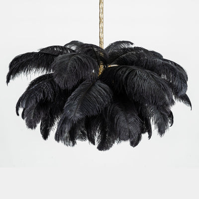 Auralira Chandelier Ostrich Feather Large Brass Stem