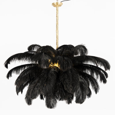 Auralira Chandelier Ostrich Feather Large Brass Stem