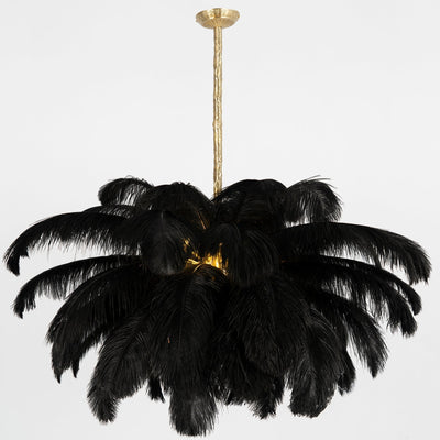 Auralira Chandelier Ostrich Feather Large Brass Stem