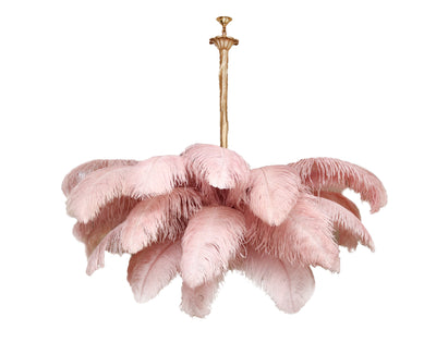 Auralira Chandelier Ostrich Feather Large Brass Stem