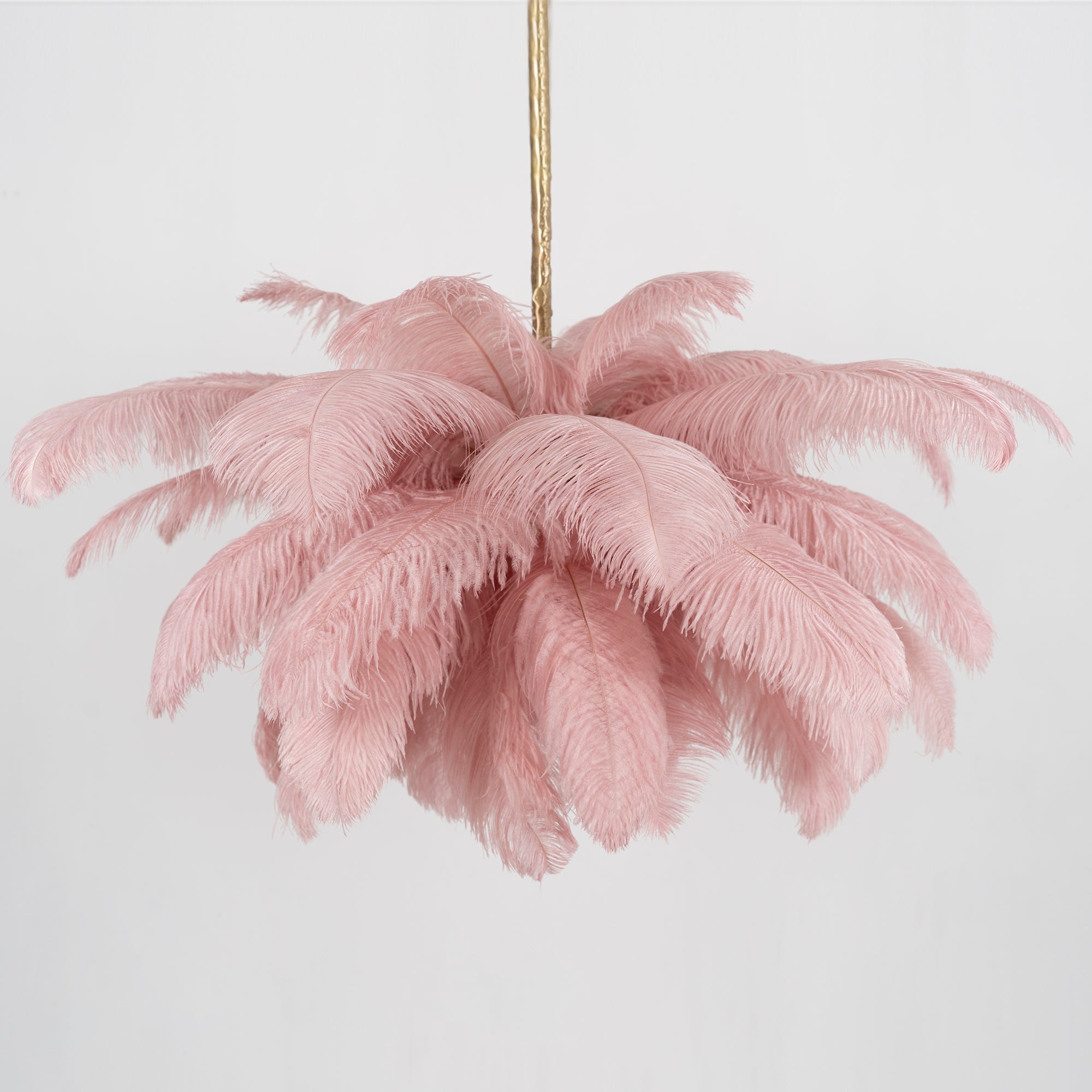 Auralira Chandelier Ostrich Feather Large Brass Stem