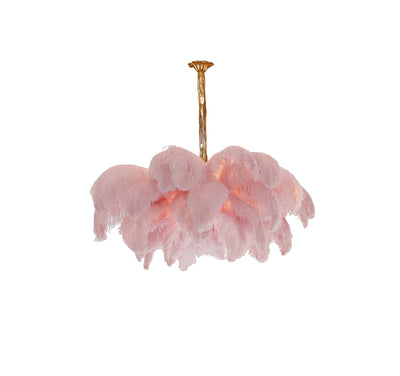 Auralira Chandelier Ostrich Feather Large Brass Stem