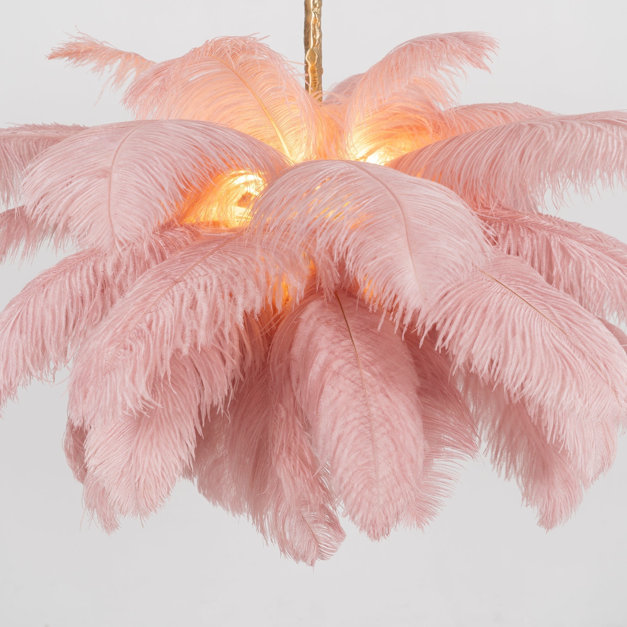 Auralira Chandelier Ostrich Feather Large Brass Stem