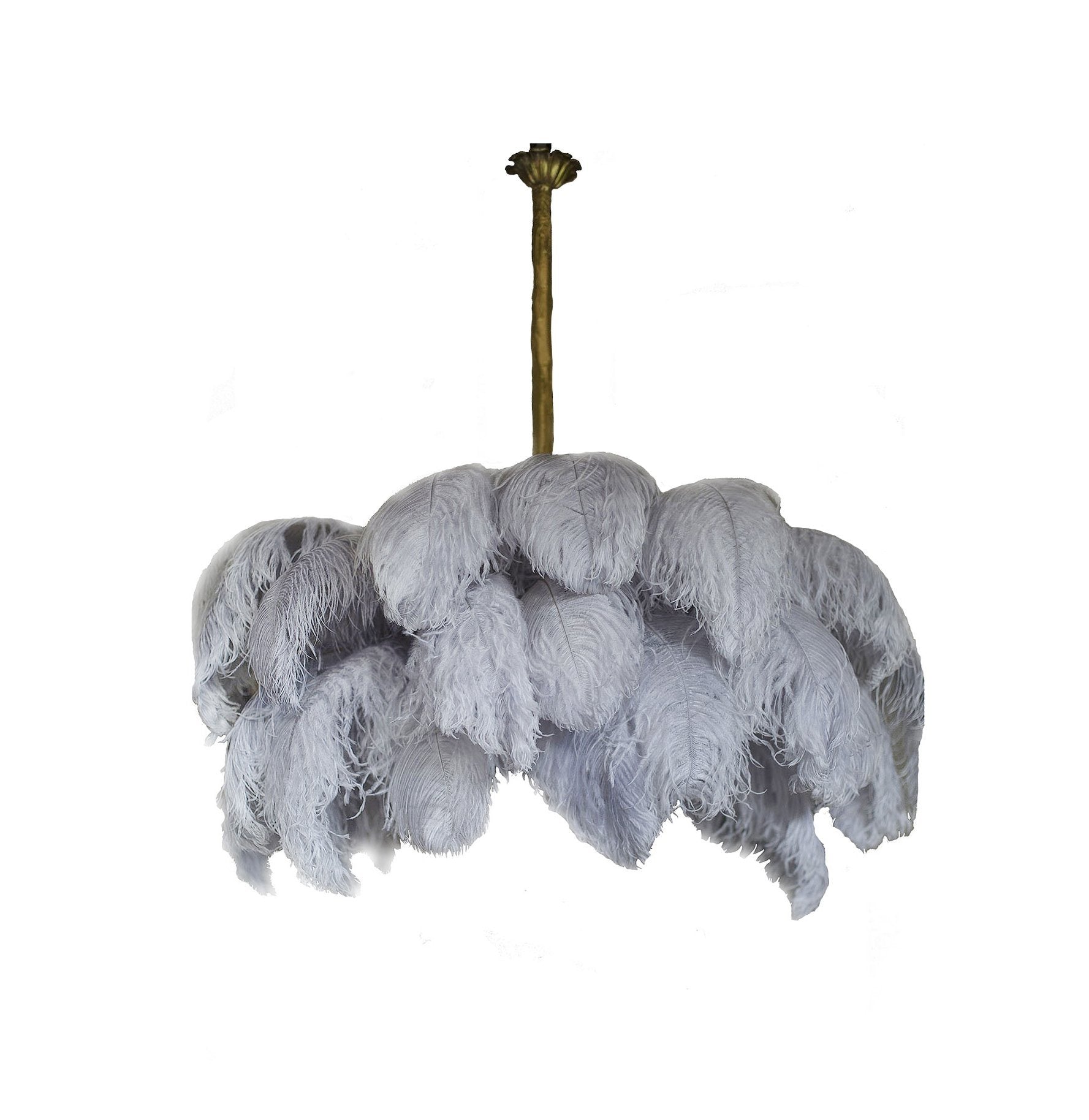 Auralira Chandelier Ostrich Feather Large Brass Stem