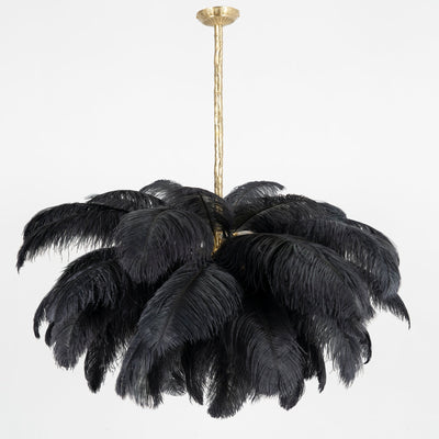 Auralira Chandelier Ostrich Feather Large Brass Stem