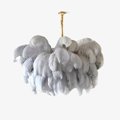 Auralira Chandelier Ostrich Feather Large Brass Stem
