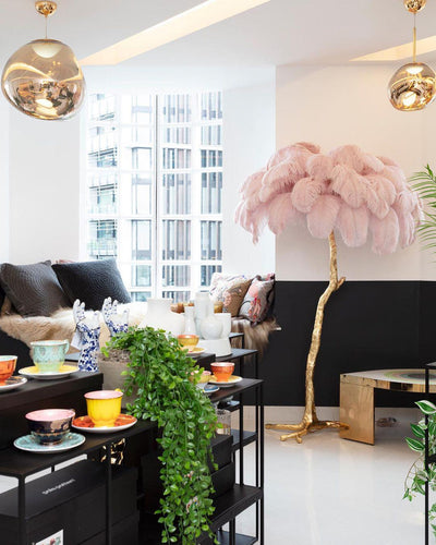 Selis Feather Brass Floor Lamp