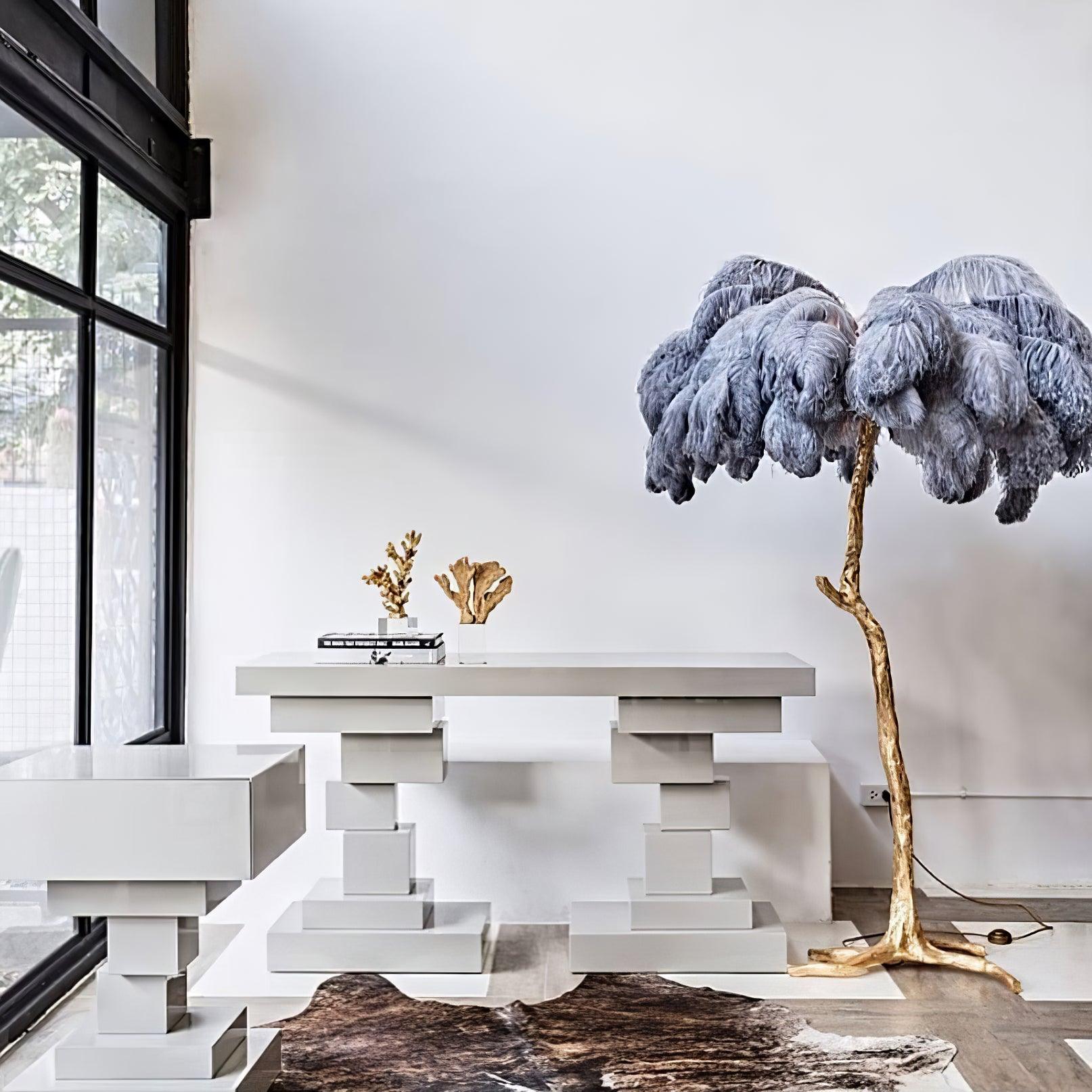 Selis Feather Brass Floor Lamp
