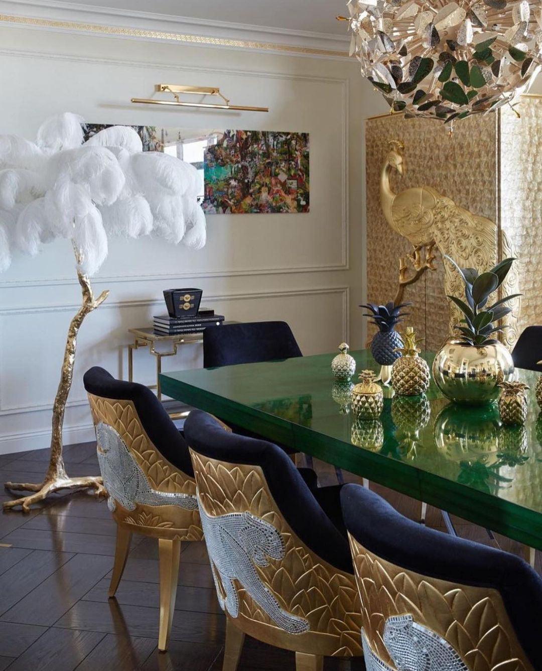 Selis Feather Brass Floor Lamp