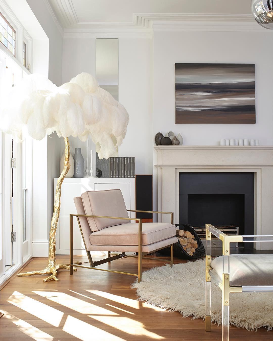 Selis Feather Brass Floor Lamp