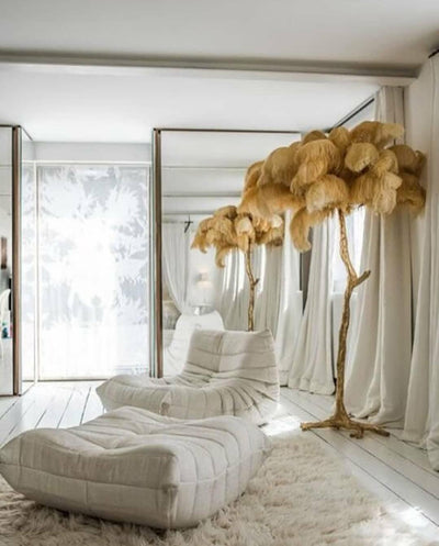 Selis Feather Brass Floor Lamp