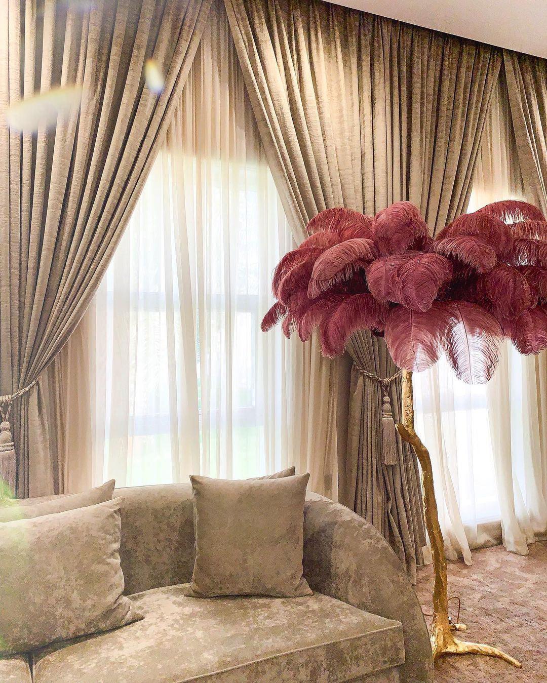 Selis Feather Brass Floor Lamp