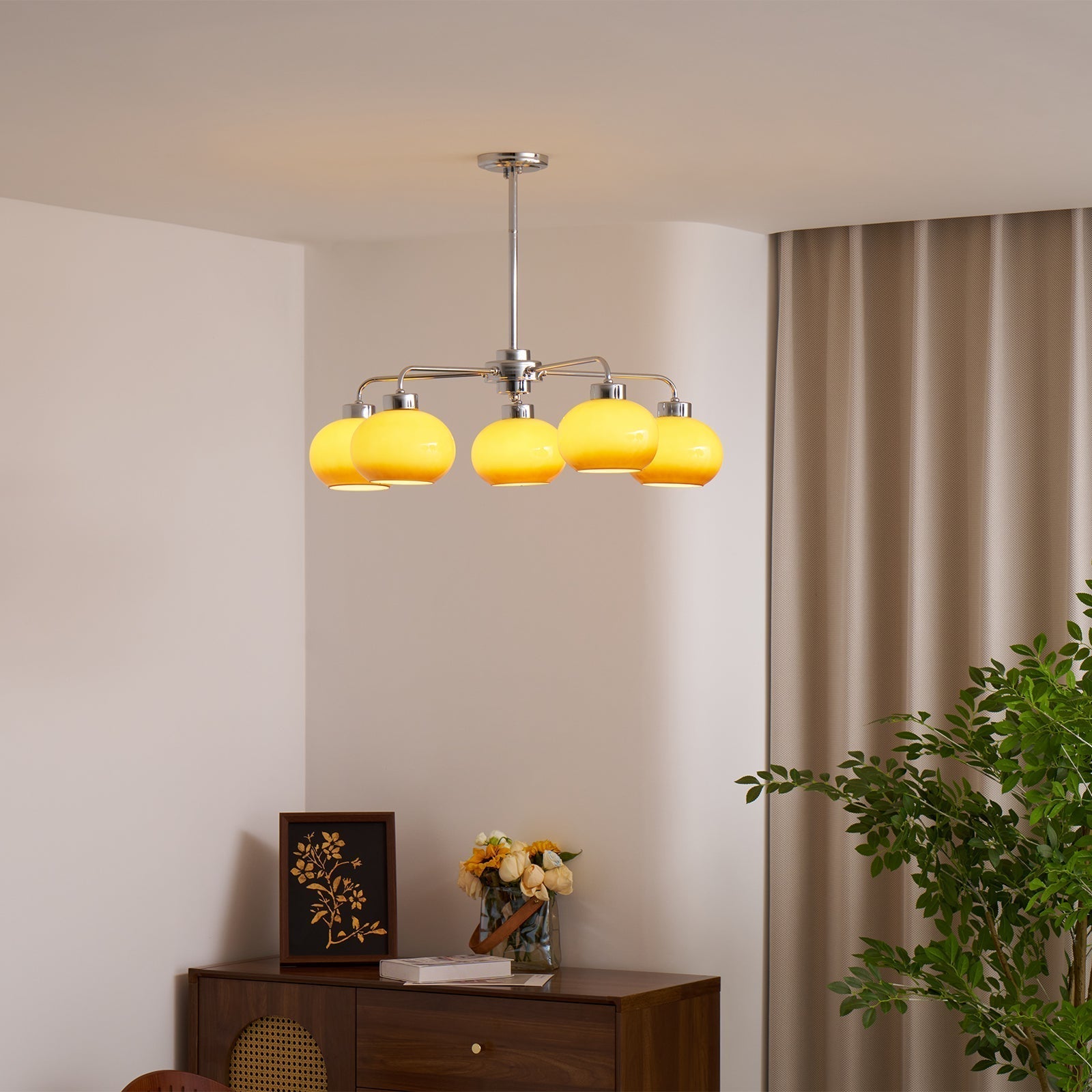 Liorenira Chandelier Glass Chrome Geometric Retro