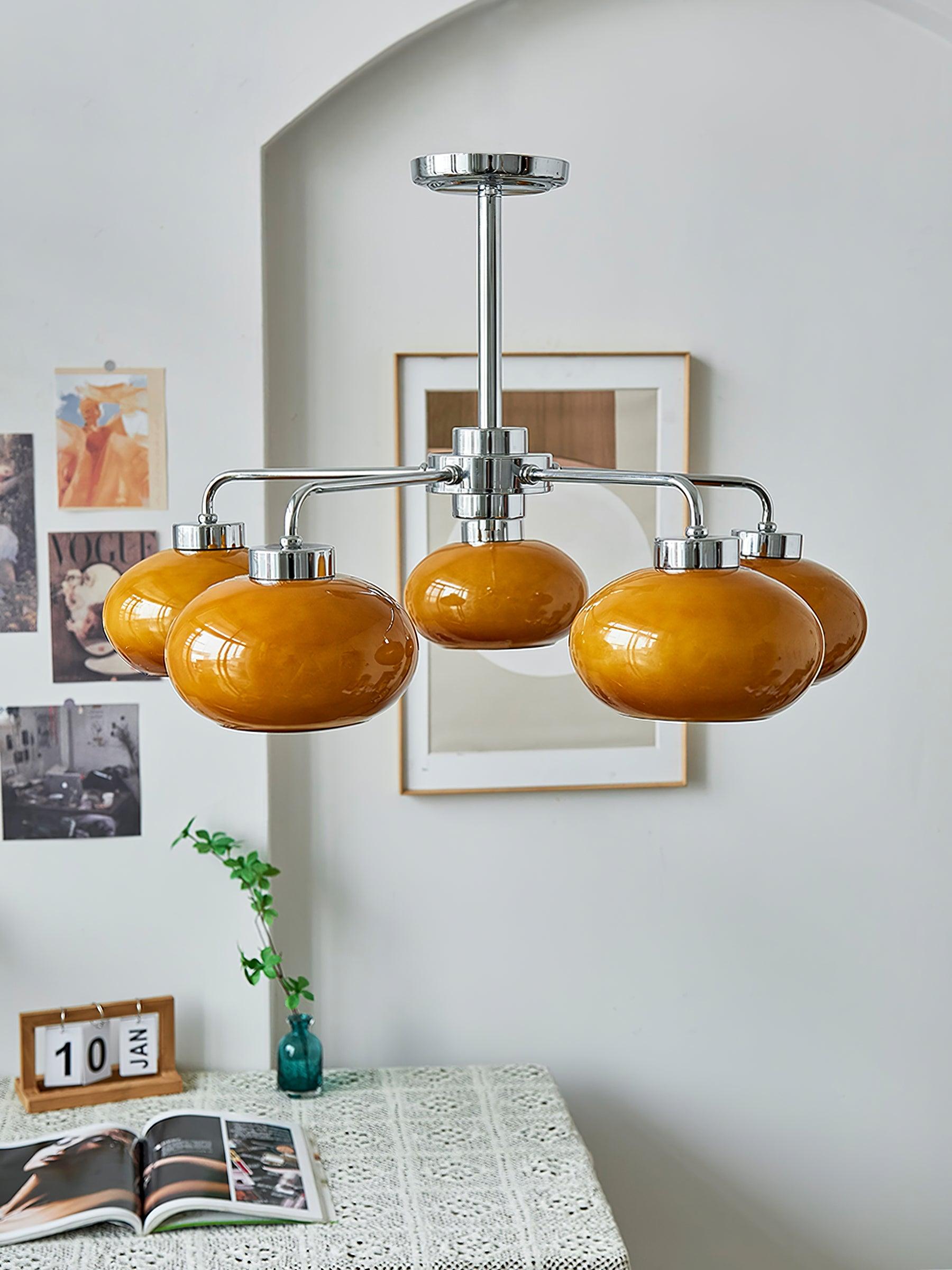 Liorenira Chandelier Glass Chrome Geometric Retro