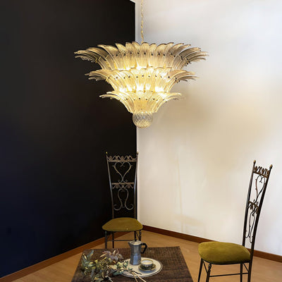 Eirivelle Chandelier Murano Glass Palm Leaf Tiered
