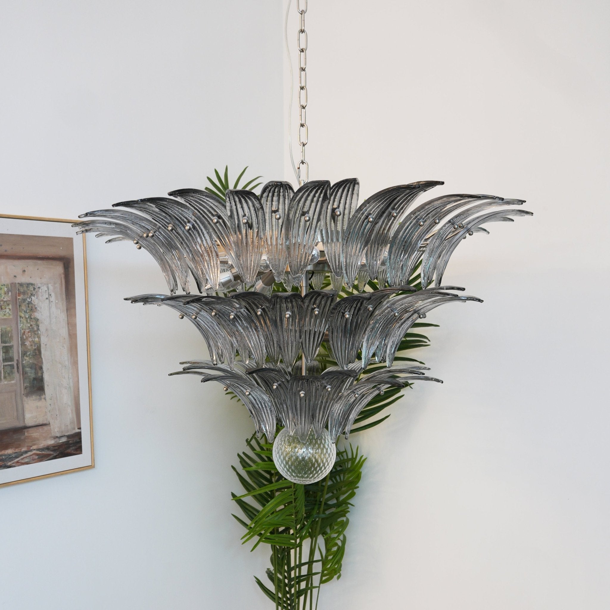 Eirivelle Chandelier Murano Glass Palm Leaf Tiered