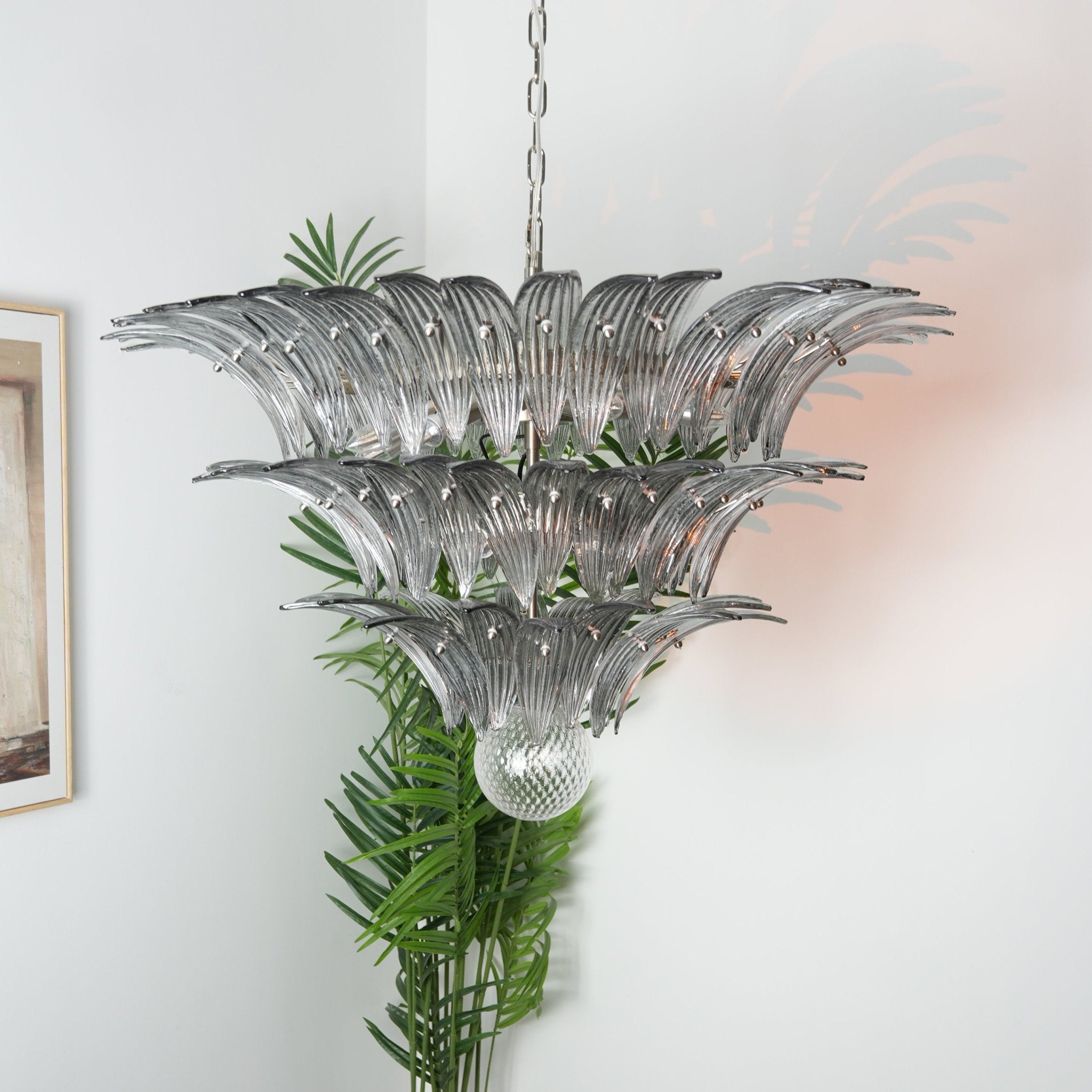 Eirivelle Chandelier Murano Glass Palm Leaf Tiered