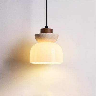 Ritta Travertine Dome Glass Pendant Light - Neutral Decor