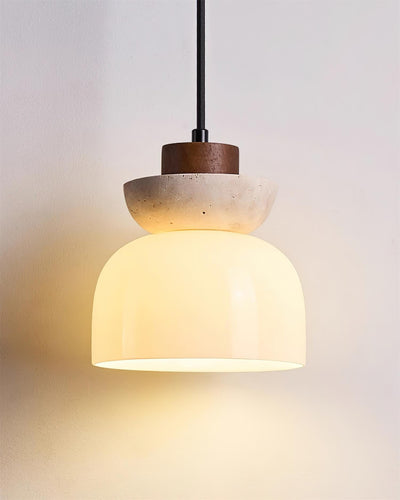 Ritta Travertine Dome Glass Pendant Light - Neutral Decor